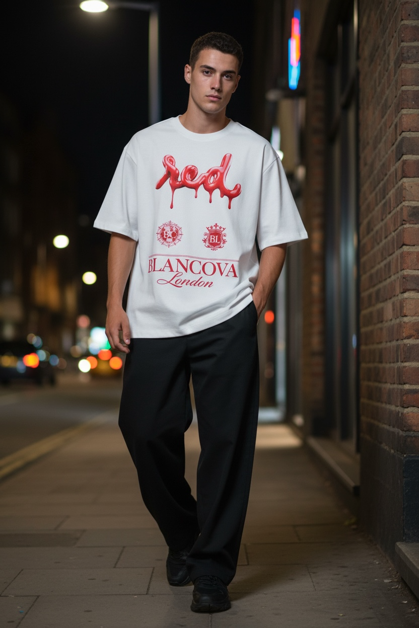 BLANCOVA “Crimson Rouge” Oversized T-Shirt