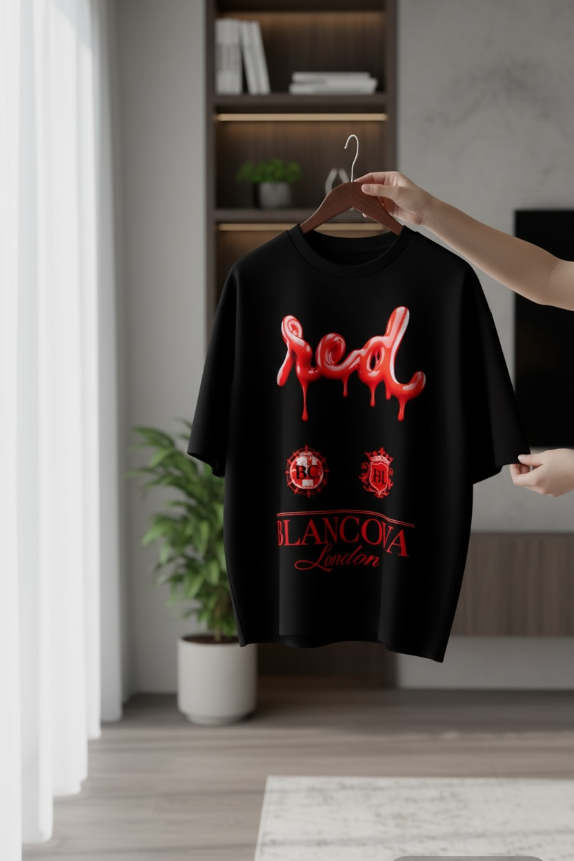 BLANCOVA “Crimson Rouge” Oversized T-Shirt