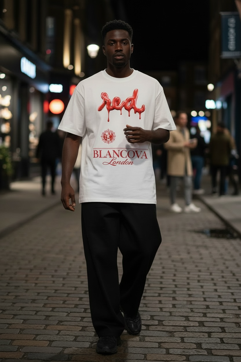 BLANCOVA “Crimson Rouge” Oversized T-Shirt
