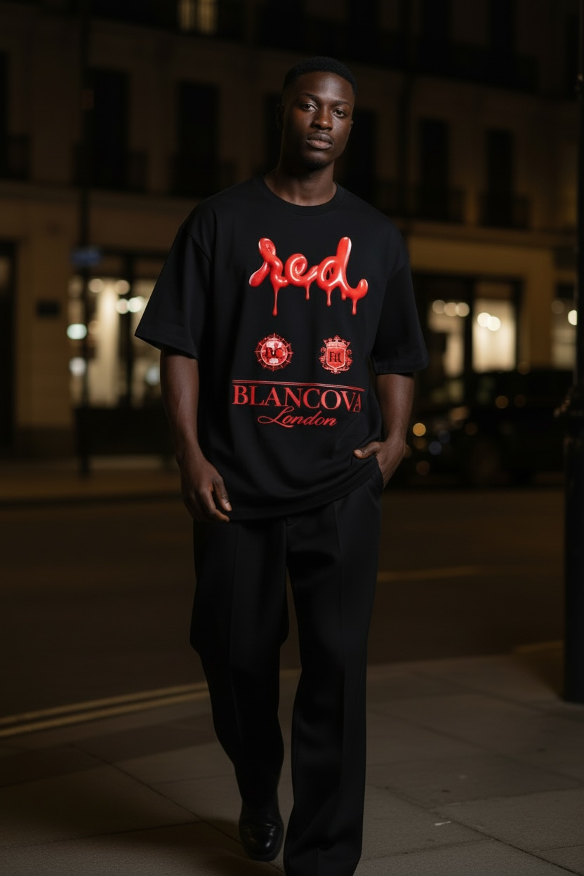 BLANCOVA “Crimson Rouge” Oversized T-Shirt