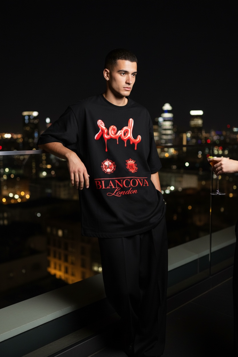 BLANCOVA “Crimson Rouge” Oversized T-Shirt