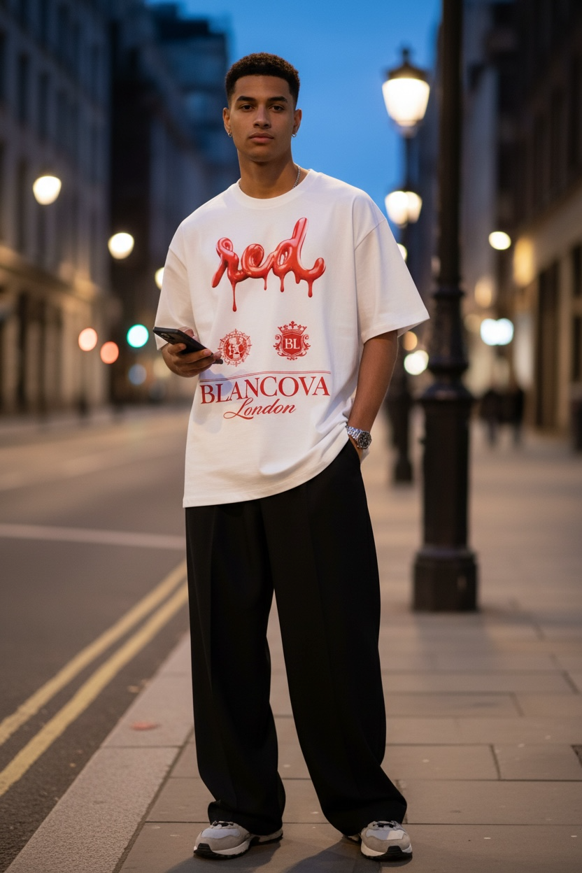 BLANCOVA “Crimson Rouge” Oversized T-Shirt