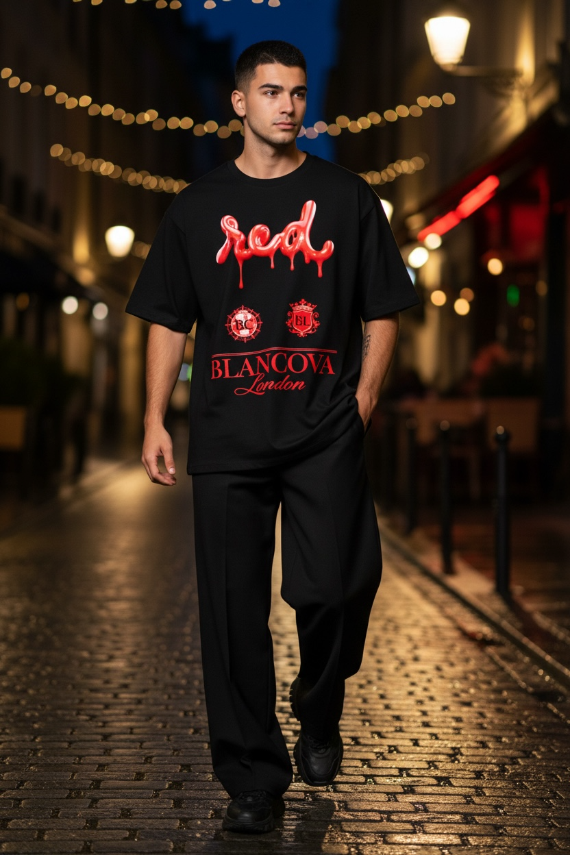 BLANCOVA “Crimson Rouge” Oversized T-Shirt